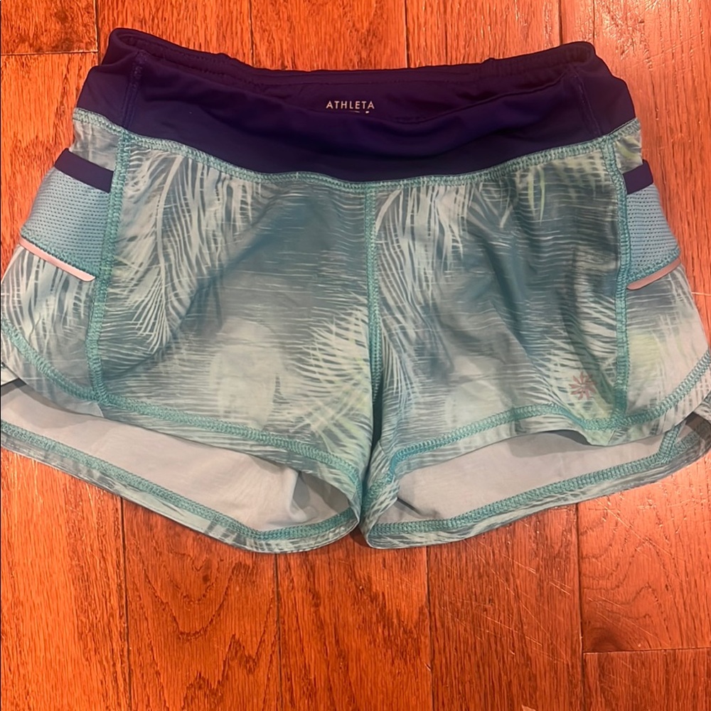 Athleta Blue and Green Athletic Shorts for Active Days
